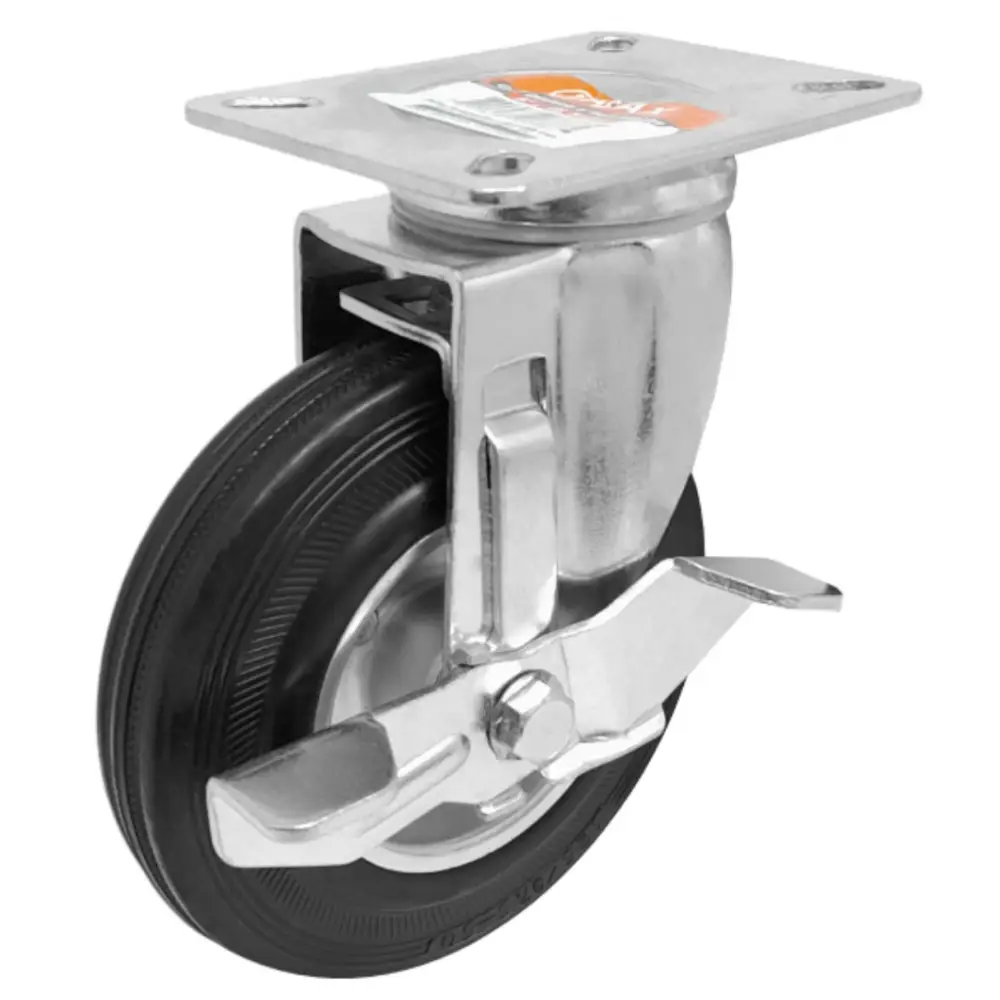 Rodízio de Borracha 5 pol. Giratório com Freio A09752-GF Ajax